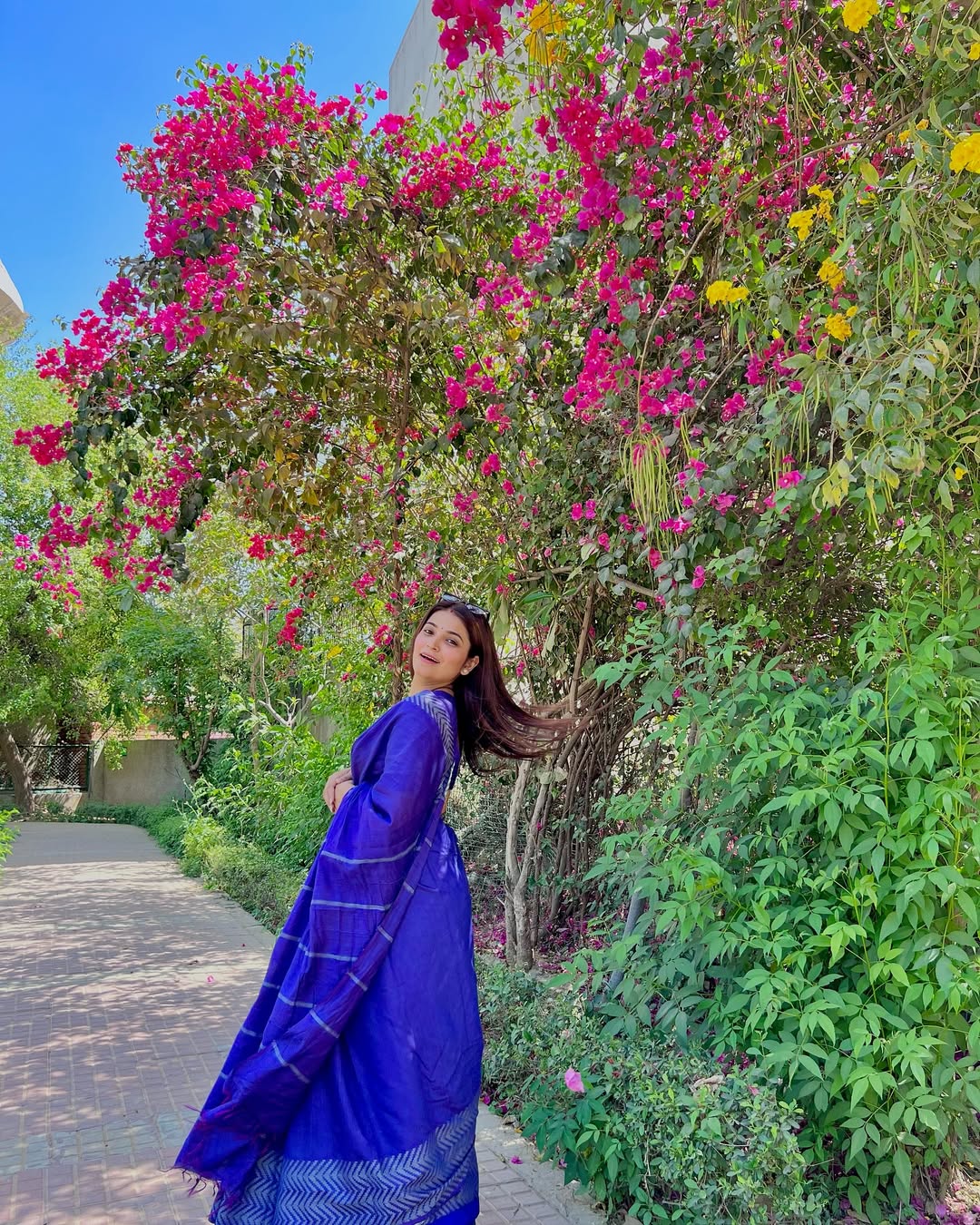 Home blue cotton saree